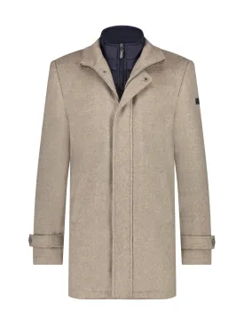 A Fish Named Fred Funnel Neck Coat | Beige