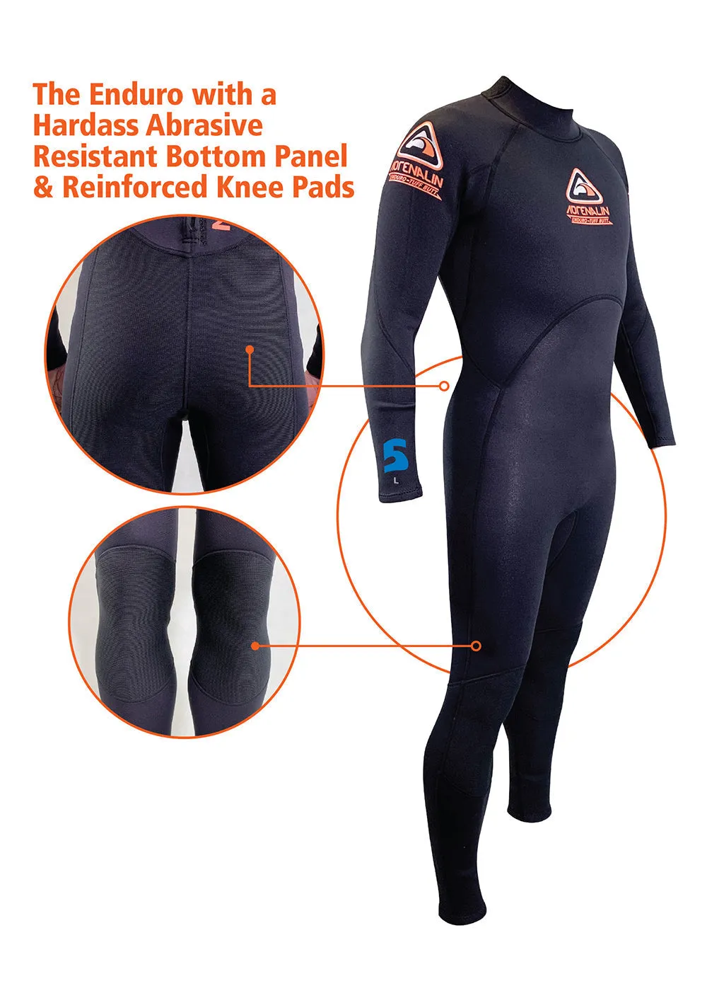 Adrenalin Mens Enduro Tuff Butt 1mm Steamer Wetsuit