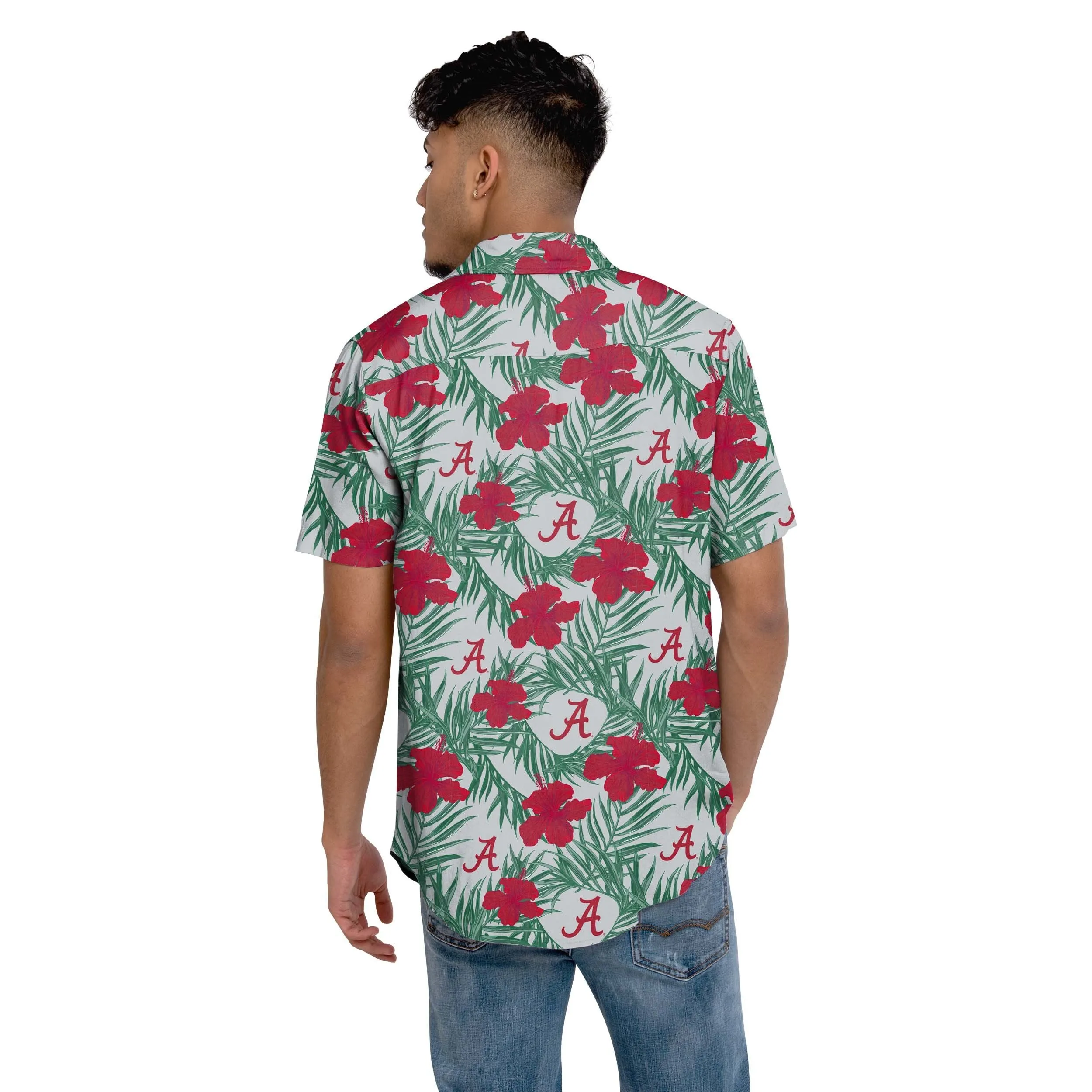 Alabama Crimson Tide NCAA Mens Hibiscus Button Up Shirt