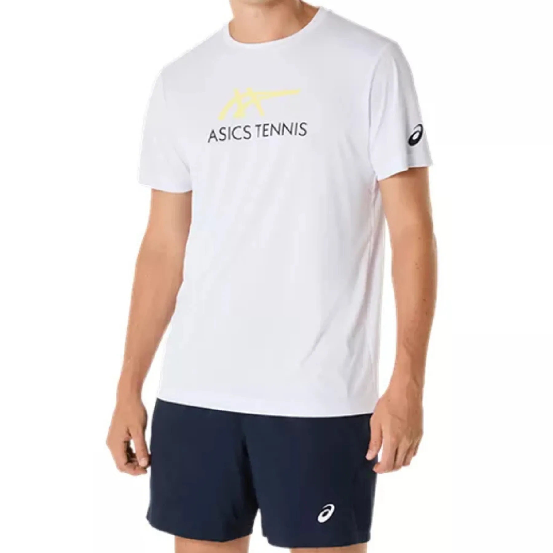 Asics Men Court Graphic Tee - Brilliant White/Huddle Yellow