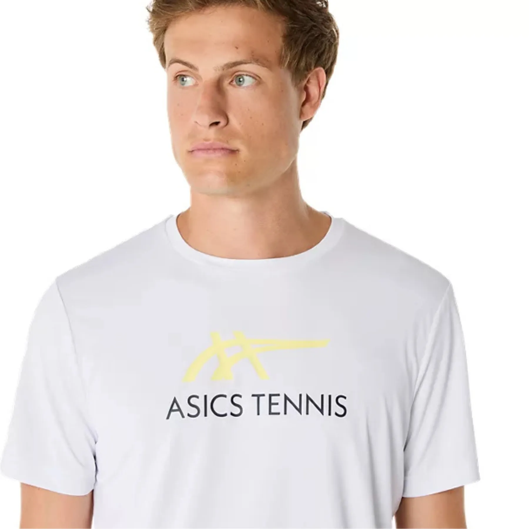 Asics Men Court Graphic Tee - Brilliant White/Huddle Yellow