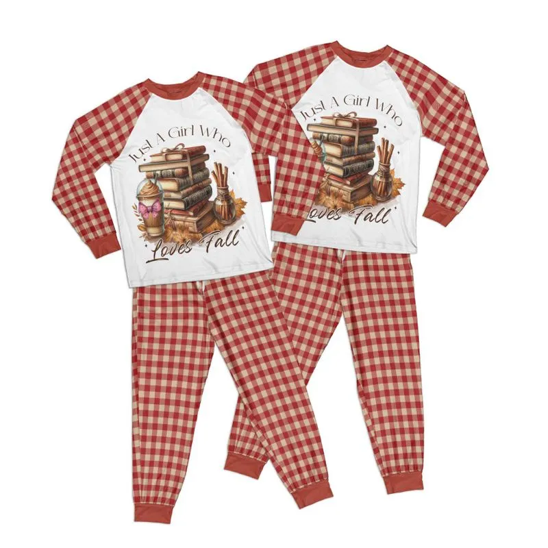 Autumn Just a Girl who loves Fall Adult Pajamas Set Matching