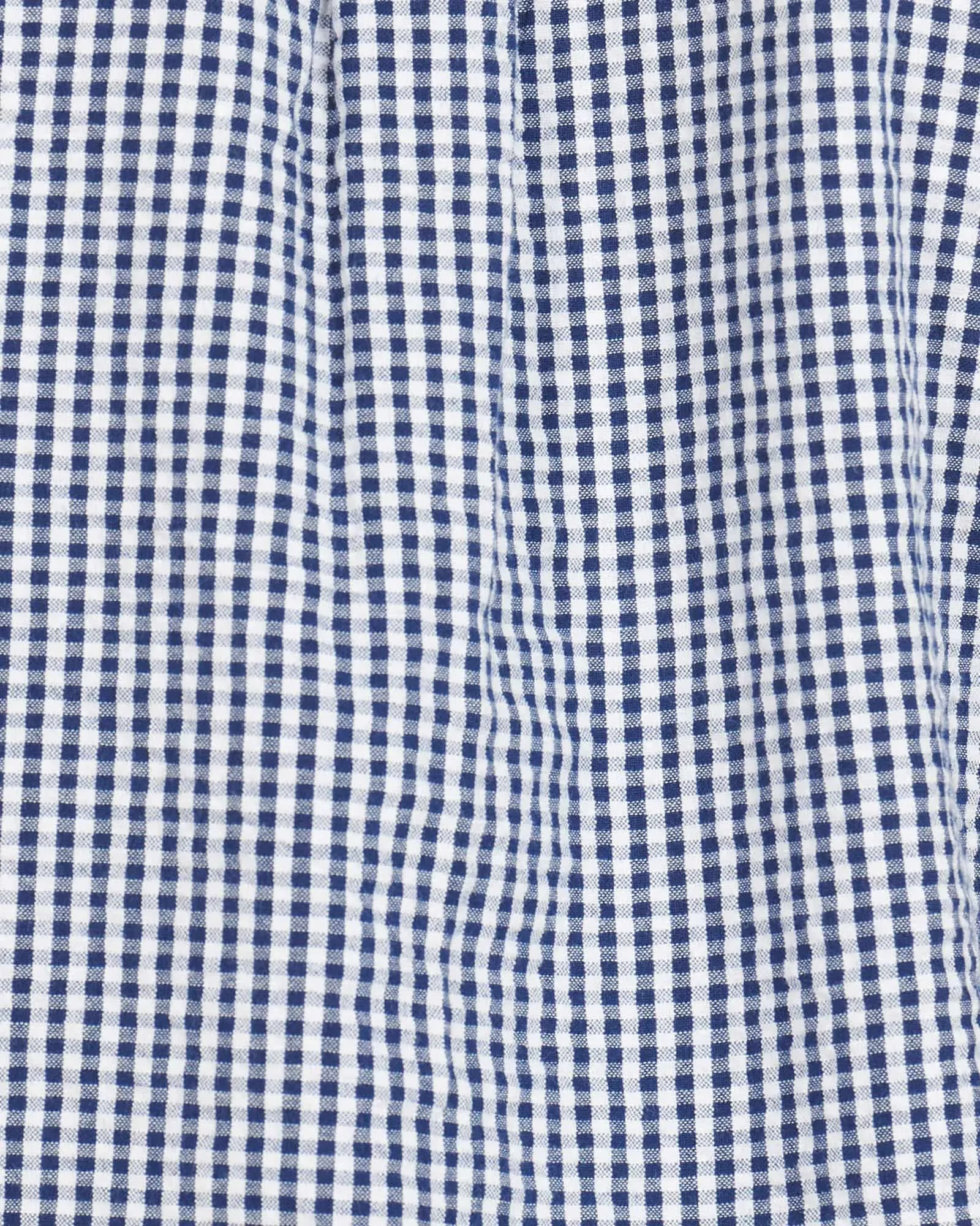 Barbour Seer 8 Inky Blue and White Seersucker Gingham Check Short Sleeve Button Down Collar Tailored Fit Shirt