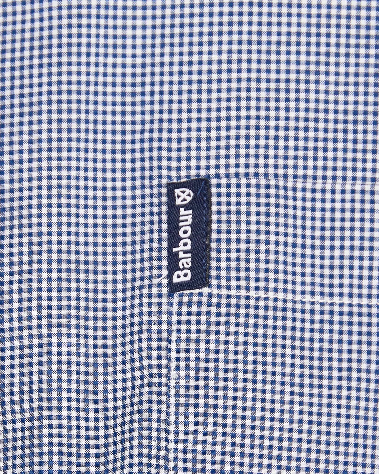 Barbour Seer 8 Inky Blue and White Seersucker Gingham Check Short Sleeve Button Down Collar Tailored Fit Shirt