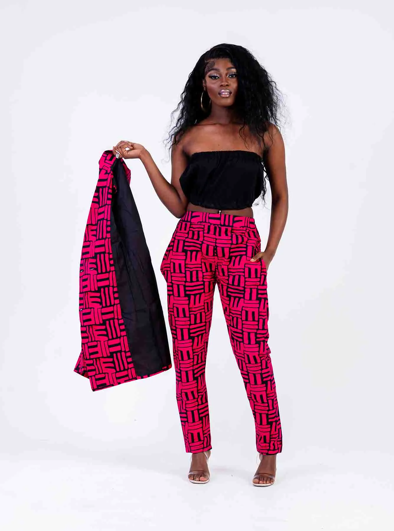 Bibi Ankara High Waisted Trouser | Pink African Print