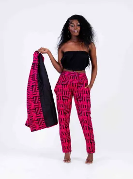 Bibi Ankara High Waisted Trouser | Pink African Print