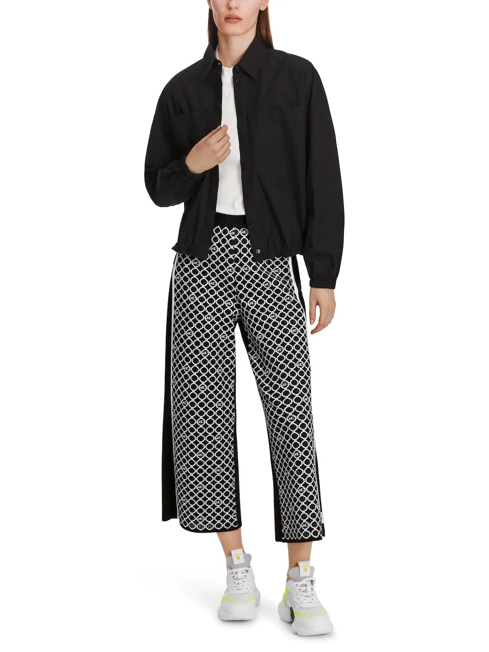 Black & White MC Logo Circles Print Wusu Pants