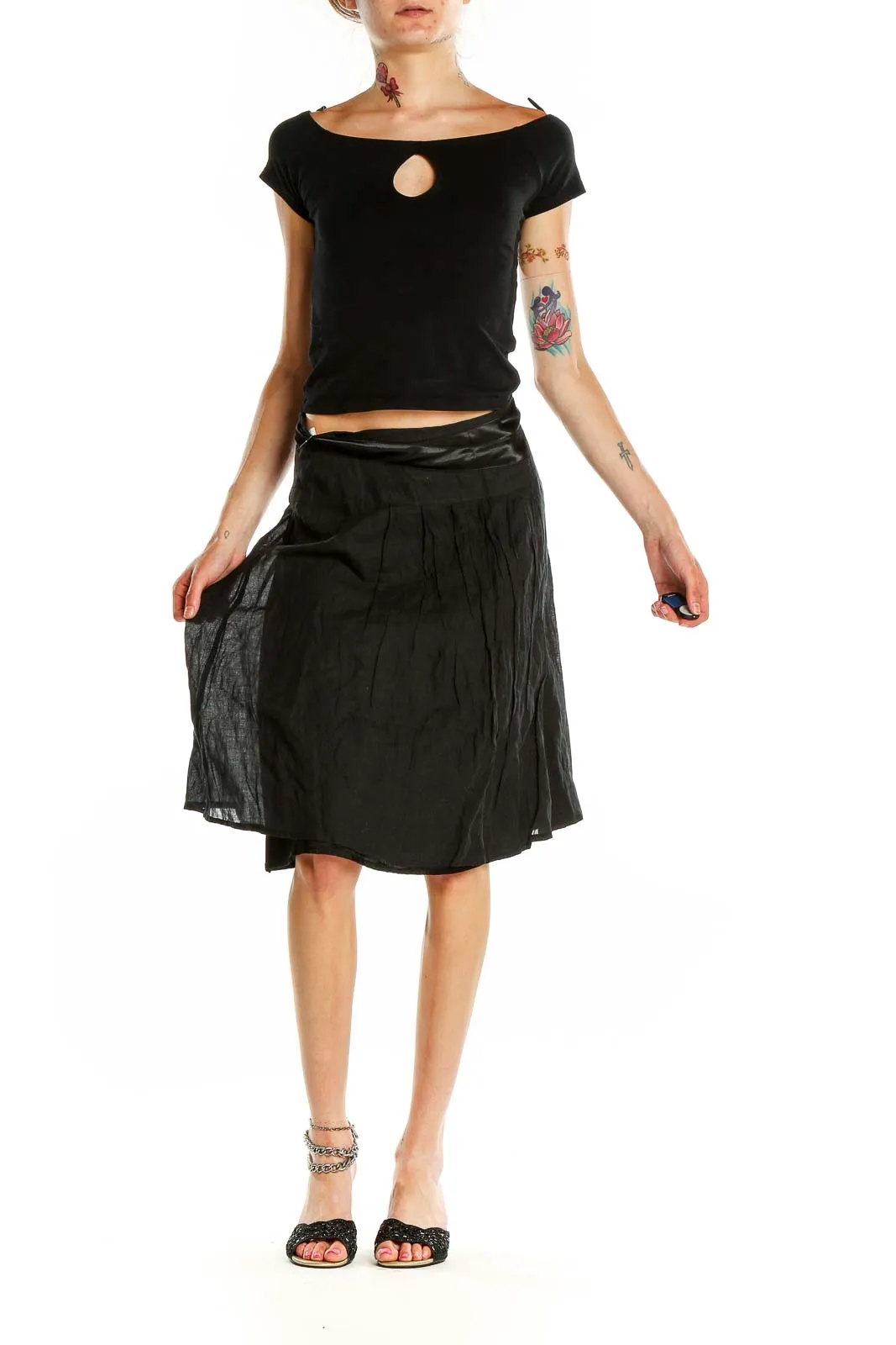 Black Flowy Midi Skirt