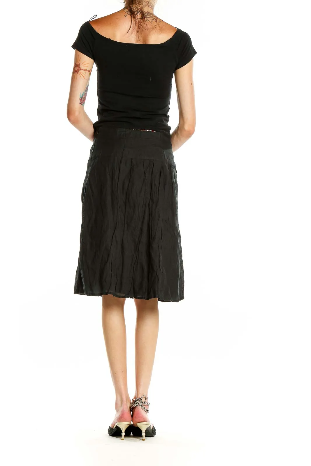 Black Flowy Midi Skirt