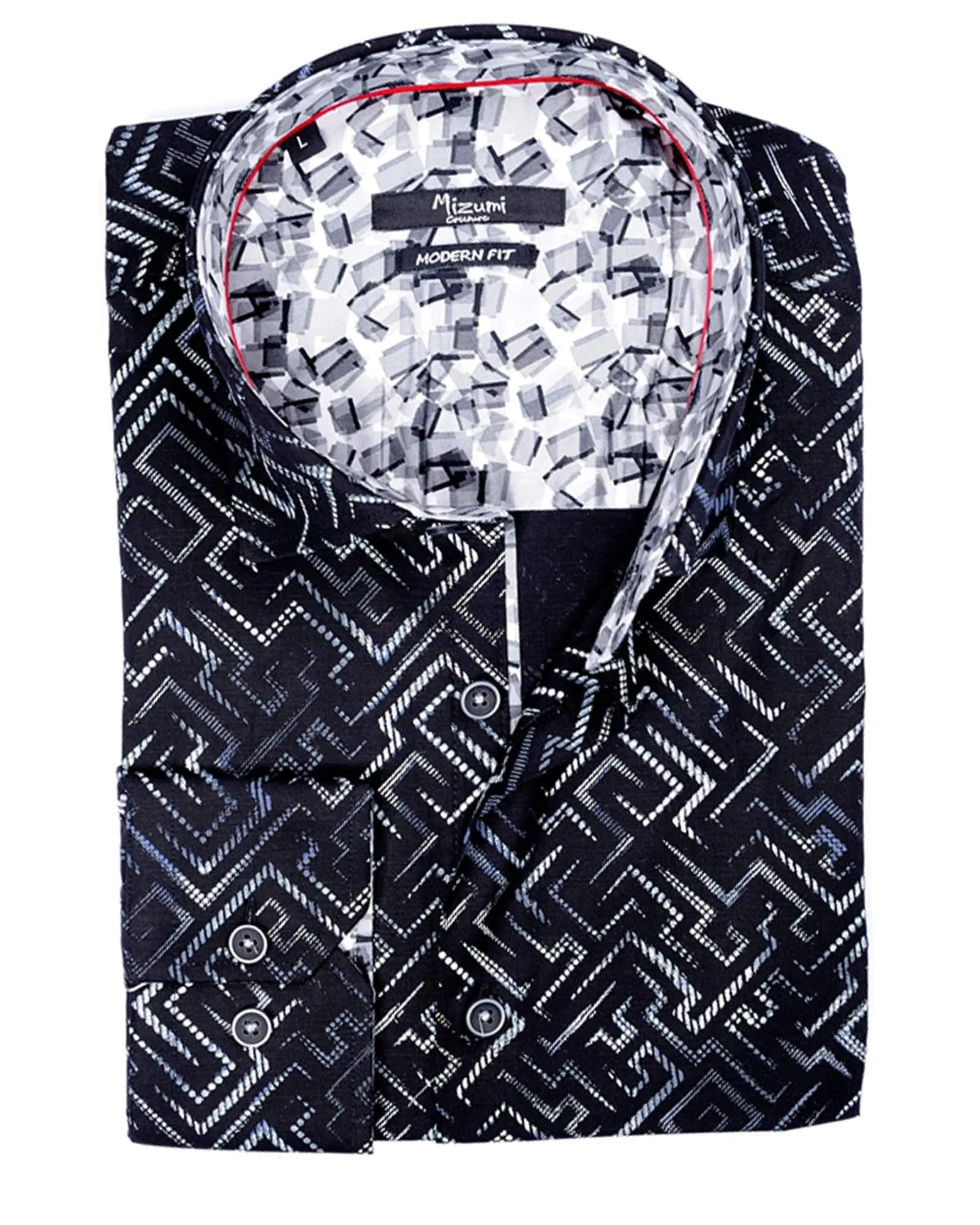 Black Geometric Mosaic Sport Shirt