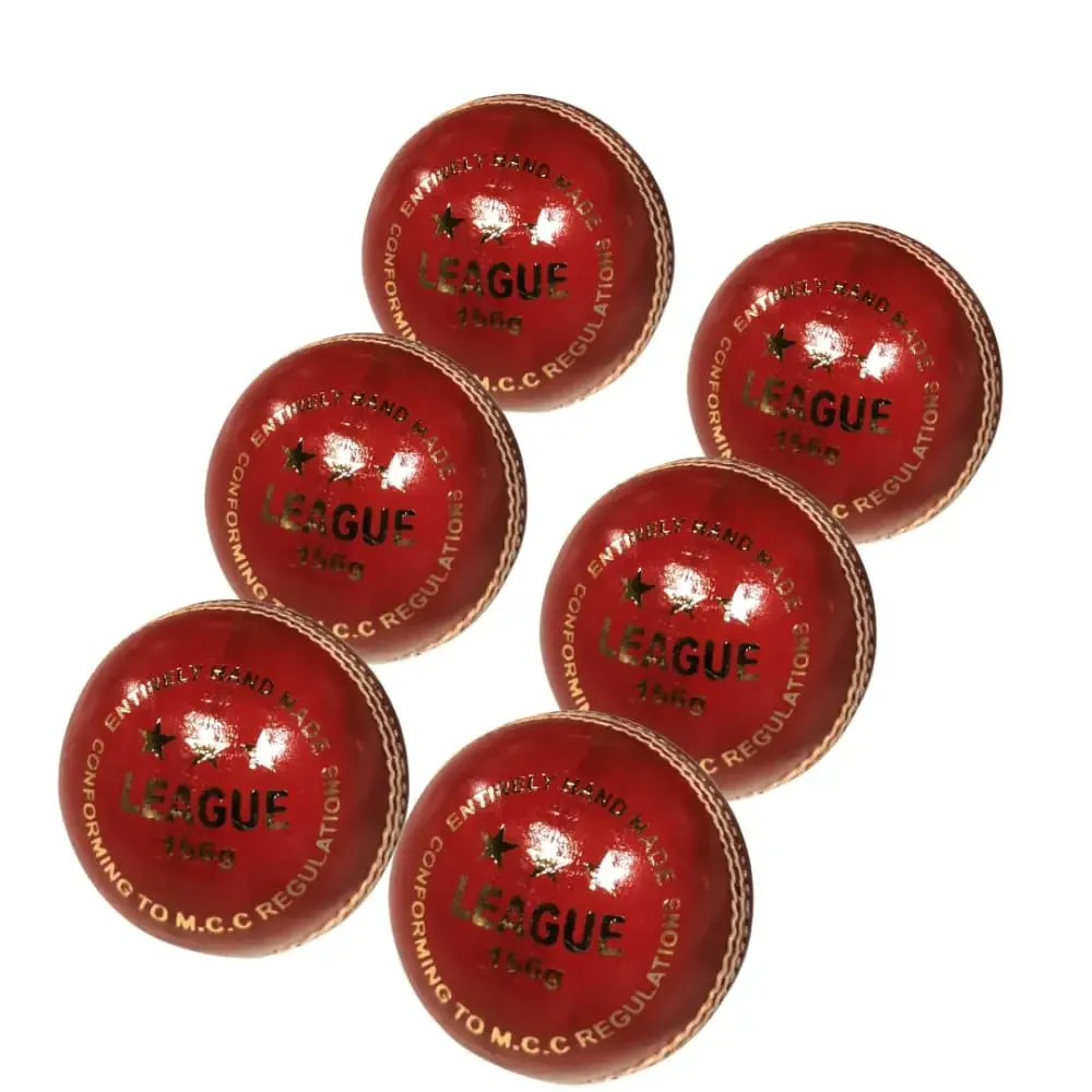 Bratla League Cricket Ball Leather Hard Ball Hand Stitched Pack of 6 Senior 156g