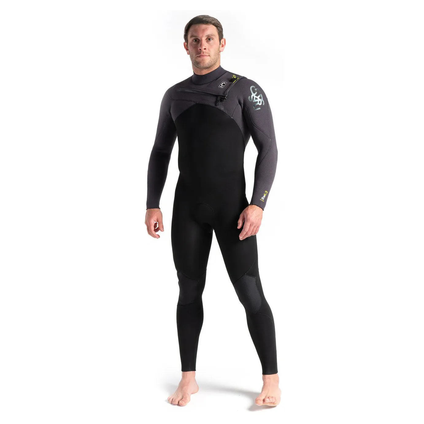 C-Skins Rewired 4/3mm Chest Zip Wetsuit - Black/Meteor/Lime