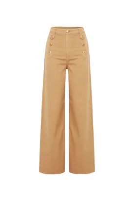 Camel Denim High-Waisted Pants