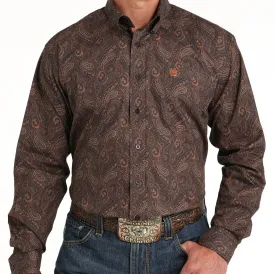 Cinch Men's L/S Classic Fit Paisley Western Button Down Shirt in Brown