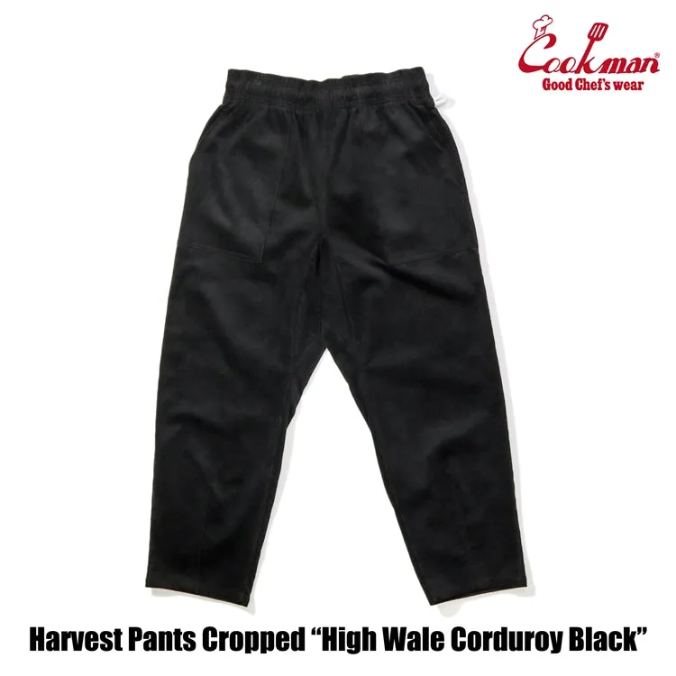 Cookman Harvest Pants Cropped - High Wale Corduroy : Black