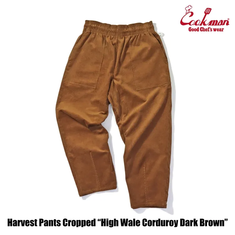 Cookman Harvest Pants Cropped - High Wale Corduroy : Dark Brown