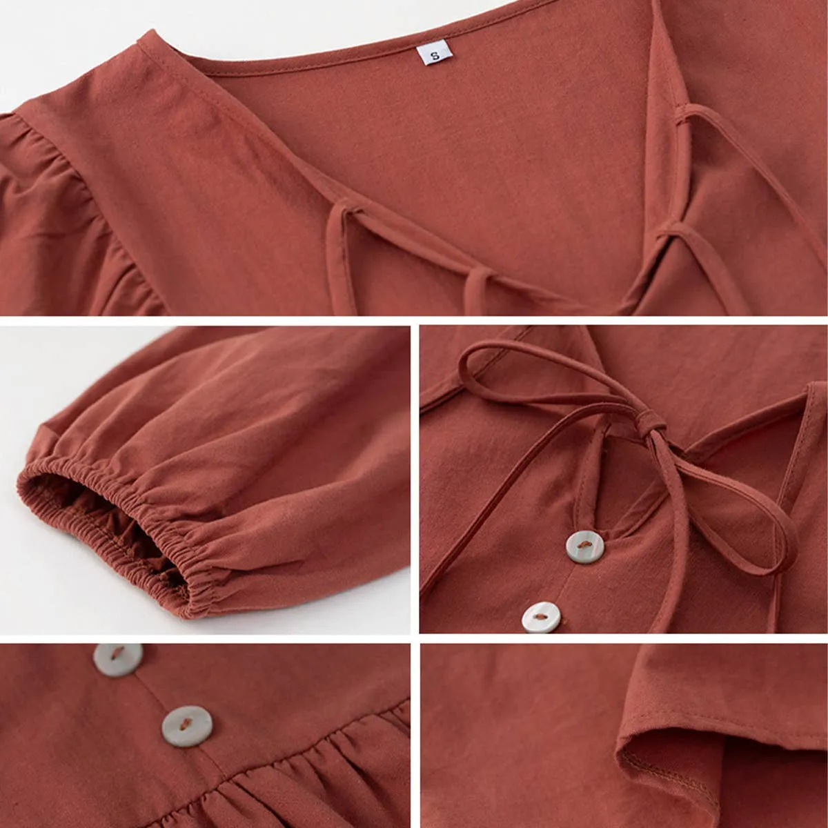 COTTON WICKING V COLLAR BLOUSE_CWTBLL0779