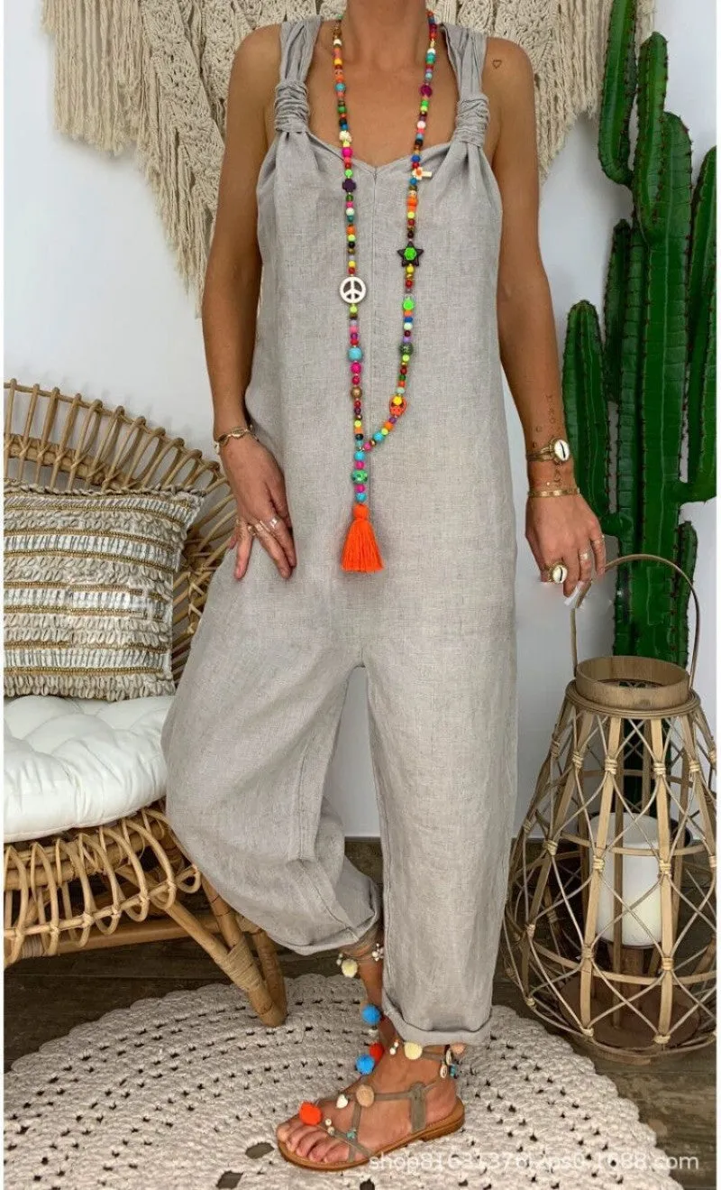 Daily Loose Casual Plus Size Linen Jumpsuit