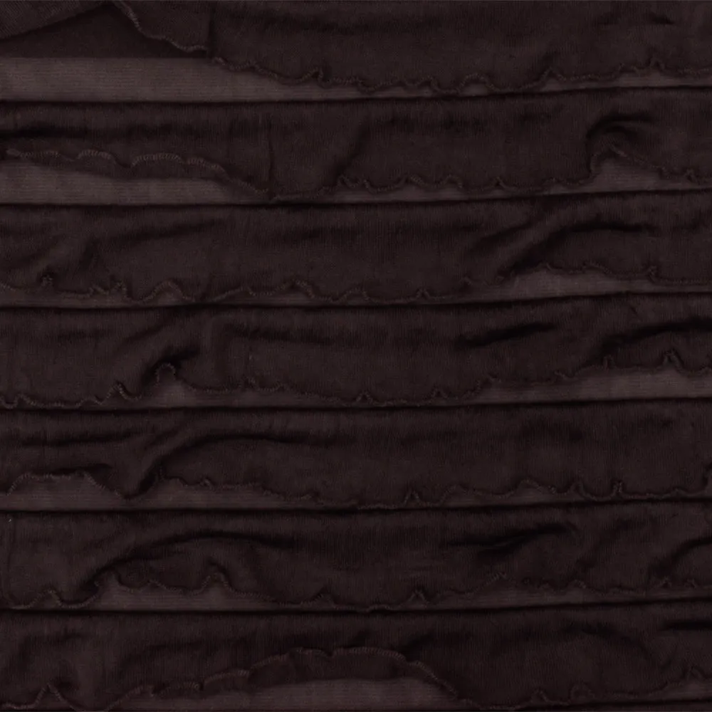 Dark Chocolate Brown Solid Stretch Poly Ruffle Knit Fabric