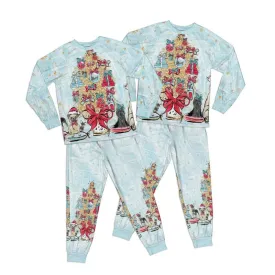 Doggie Christmas Blue Adult Pajamas Set Matching