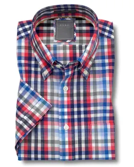 Enro Red & Blue Check Short Sleeve Button Up Shirt