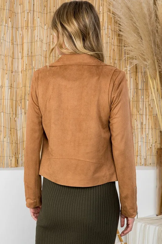 Faux Suede Moto Jacket