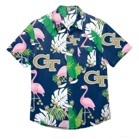 Georgia Tech Yellow Jackets NCAA Mens Floral Button Up Shirt