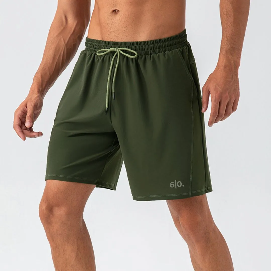 Green straight design padel shorts for men