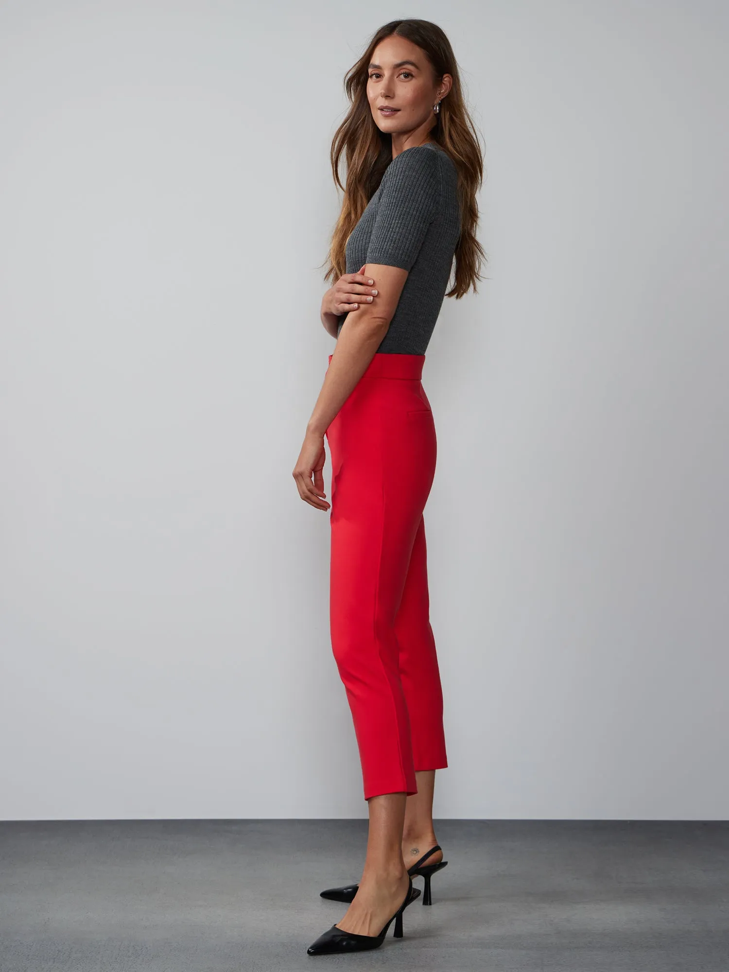 High Rise Cropped Tapered Pant