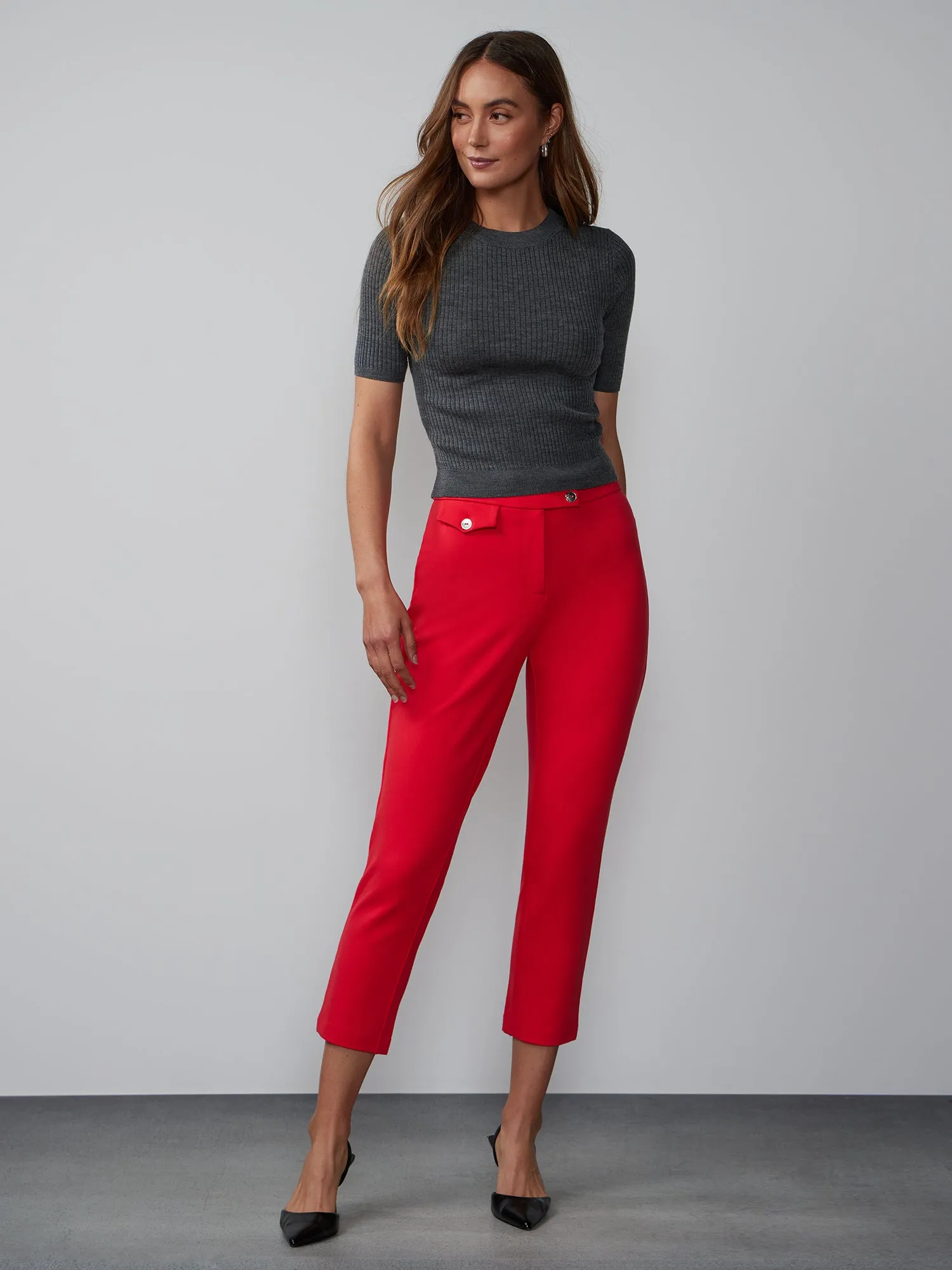 High Rise Cropped Tapered Pant