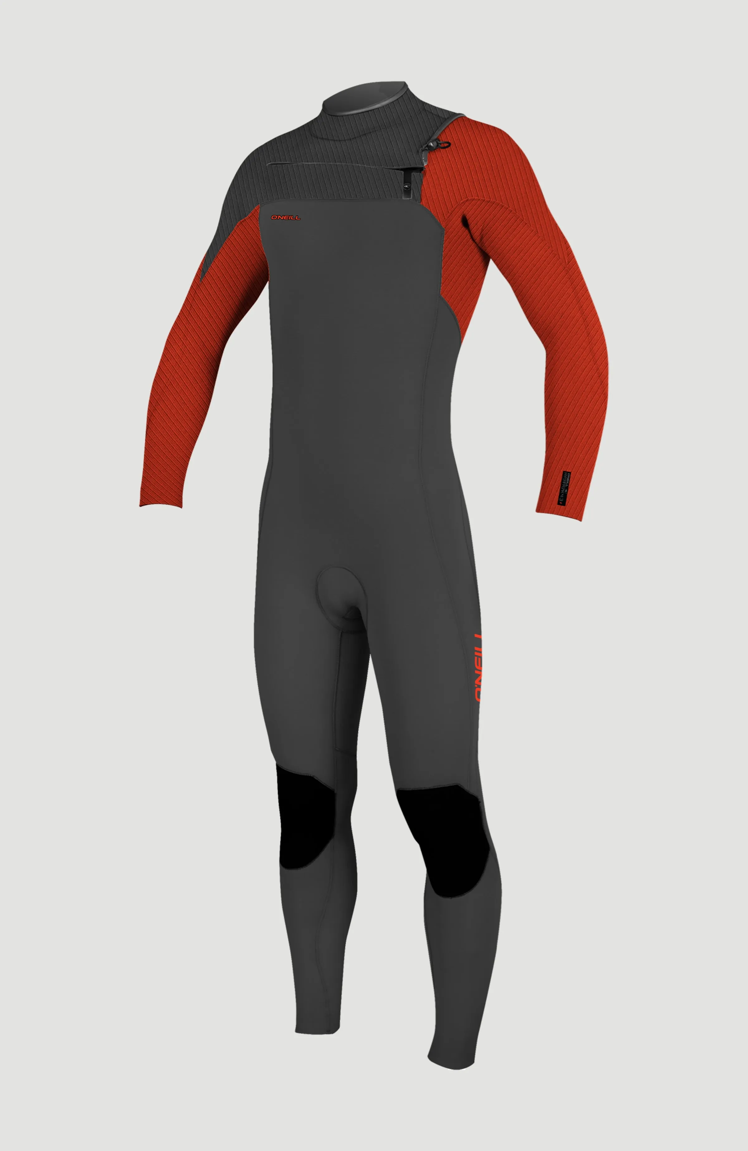 Hyperfreak 4/3mm  Chest Zip Full Wetsuit | RAVEN/RAVEN/FIRE RED