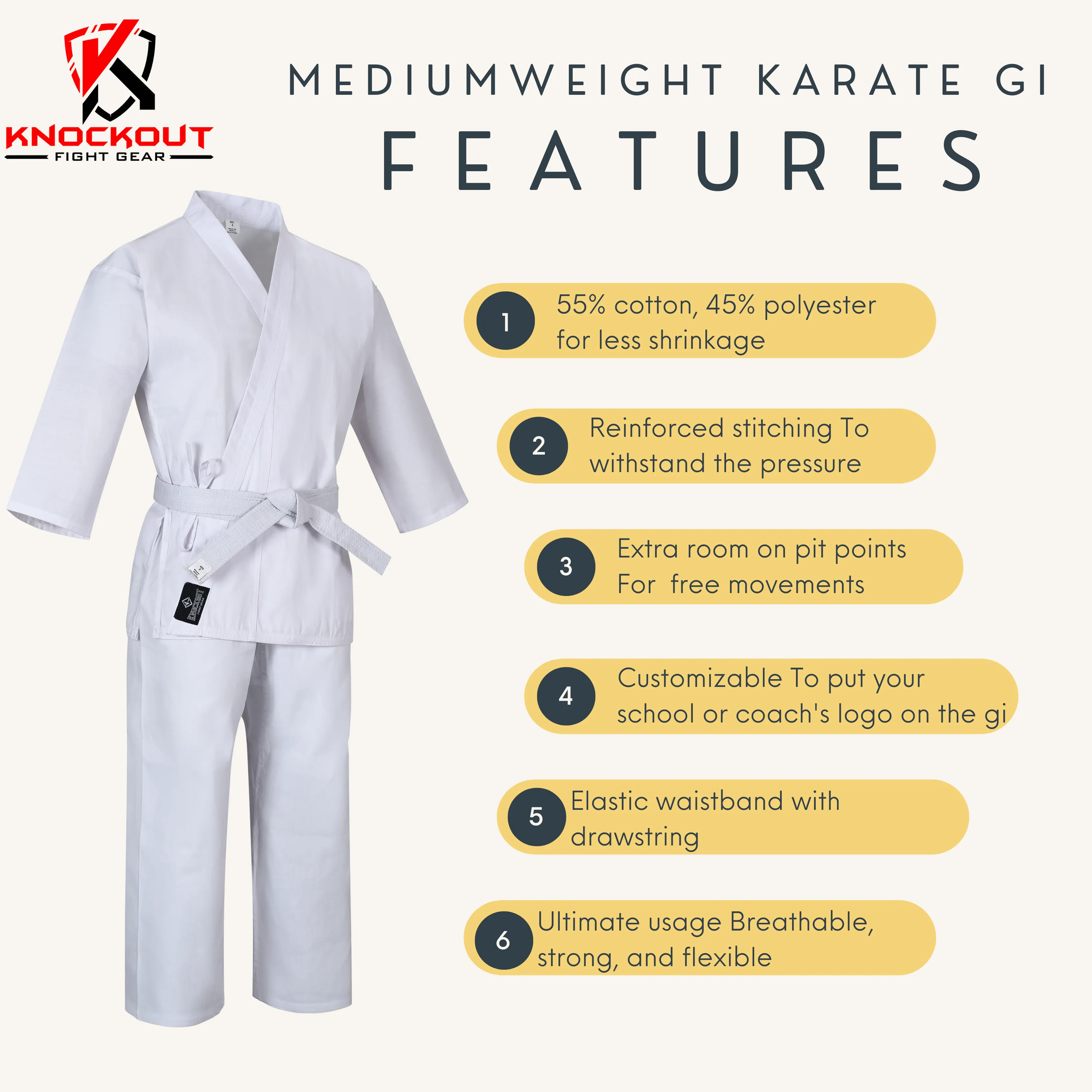 Karate Uniform 12 oz Heavy Weight For Kids & Adults Student Martial Arts Gi With Free White Belt