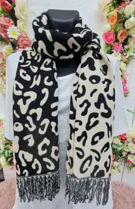 Leopard Print Soft Feel Tassel Scarves