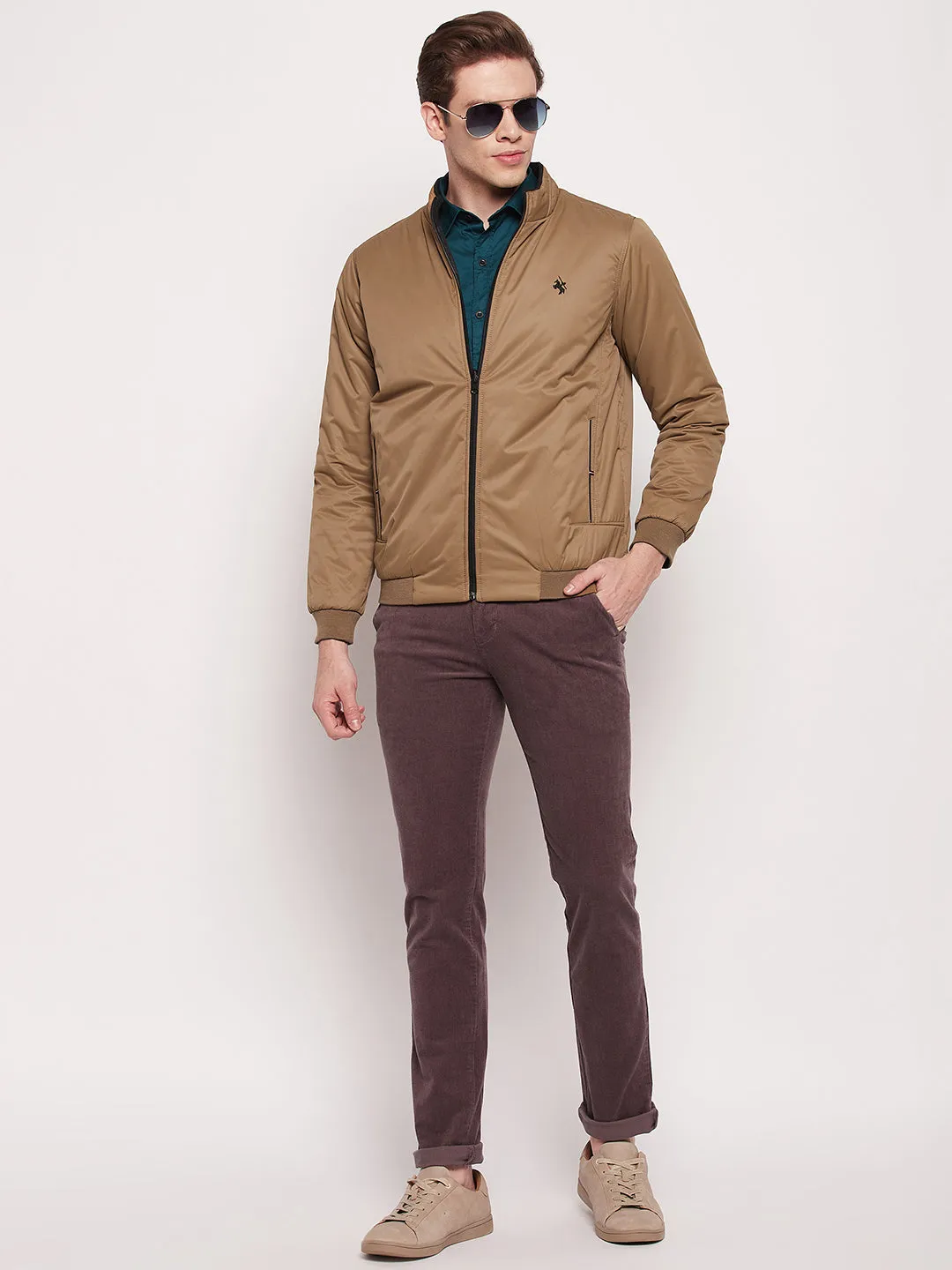 Men Khaki Reversible Jacket