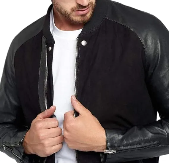 Mens Black Suede Leather Jacket