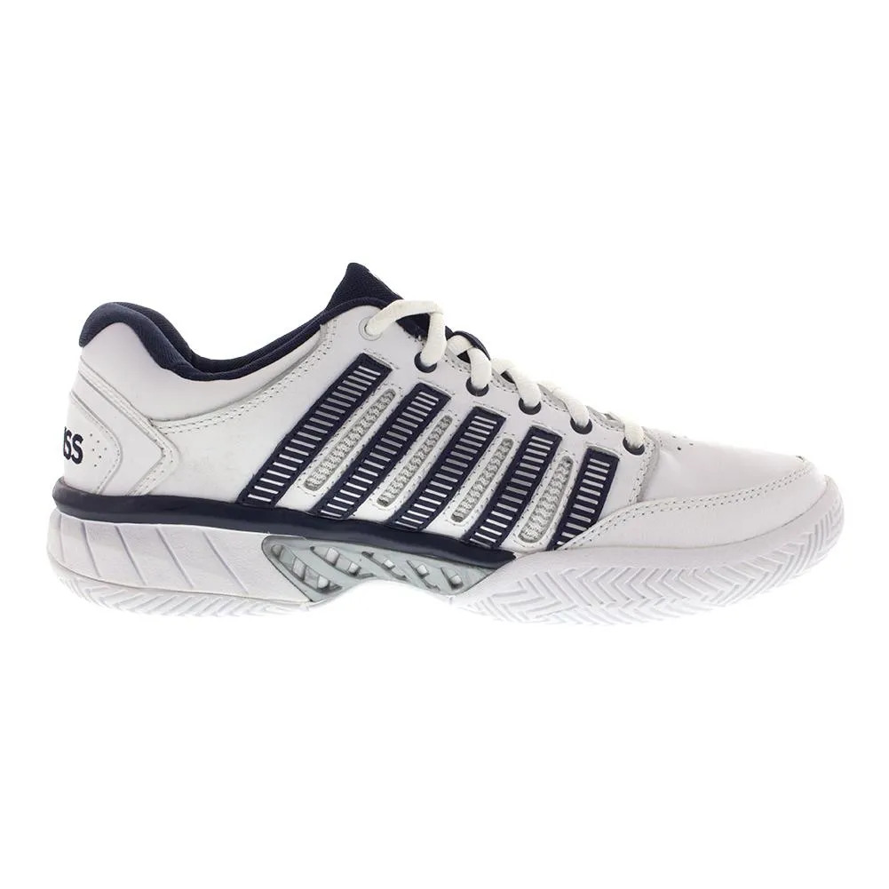 Men's HyperCourt Express Leather Tennis Shoes White and Navy