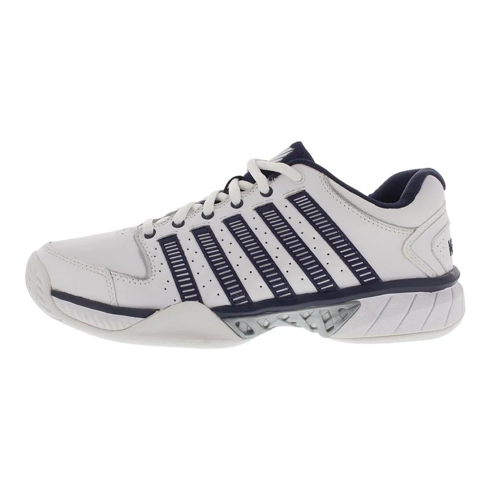 Men's HyperCourt Express Leather Tennis Shoes White and Navy