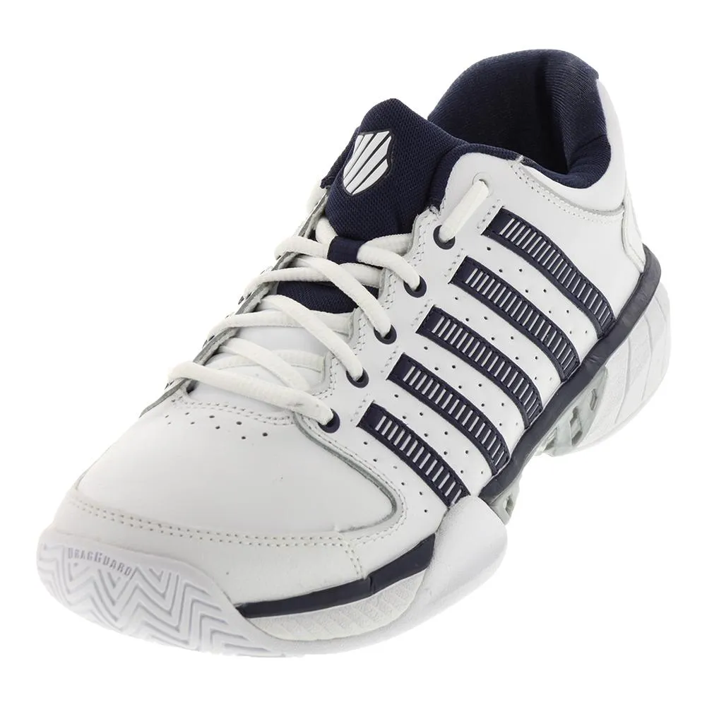 Men's HyperCourt Express Leather Tennis Shoes White and Navy