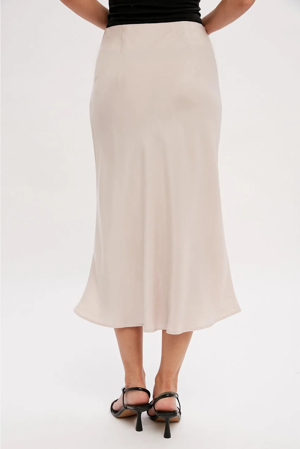 Pearl Satin Midi Skirt