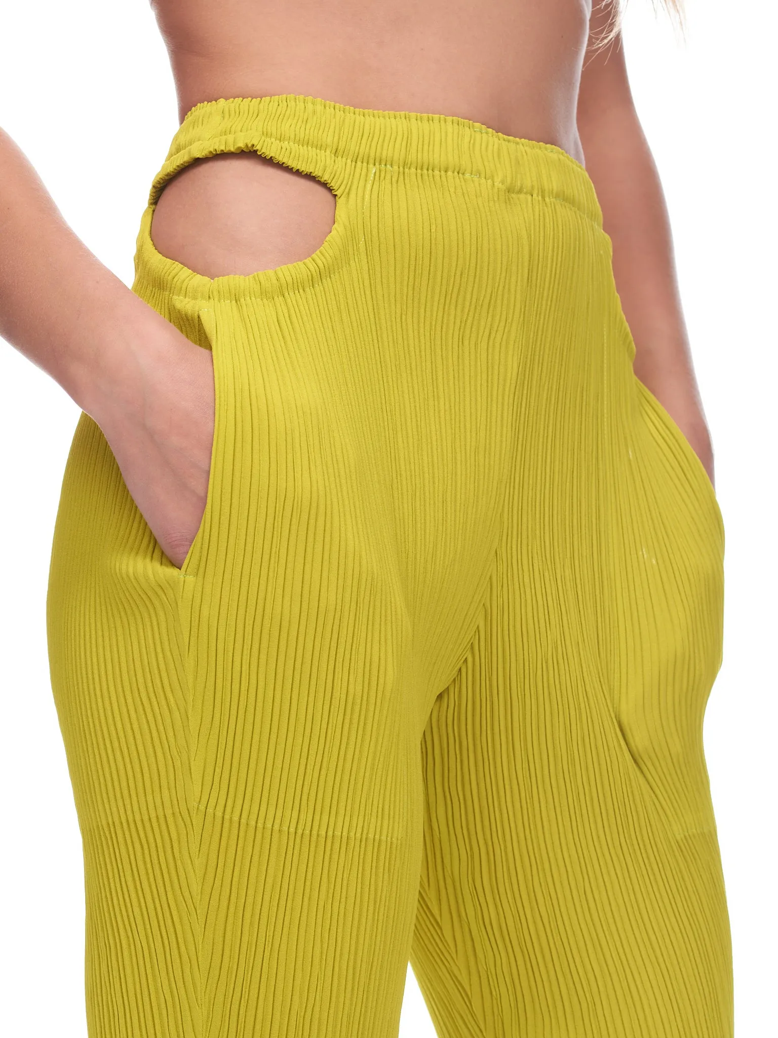 Pleats Cut Out Pants (IM28FF121-52-YELLOW)