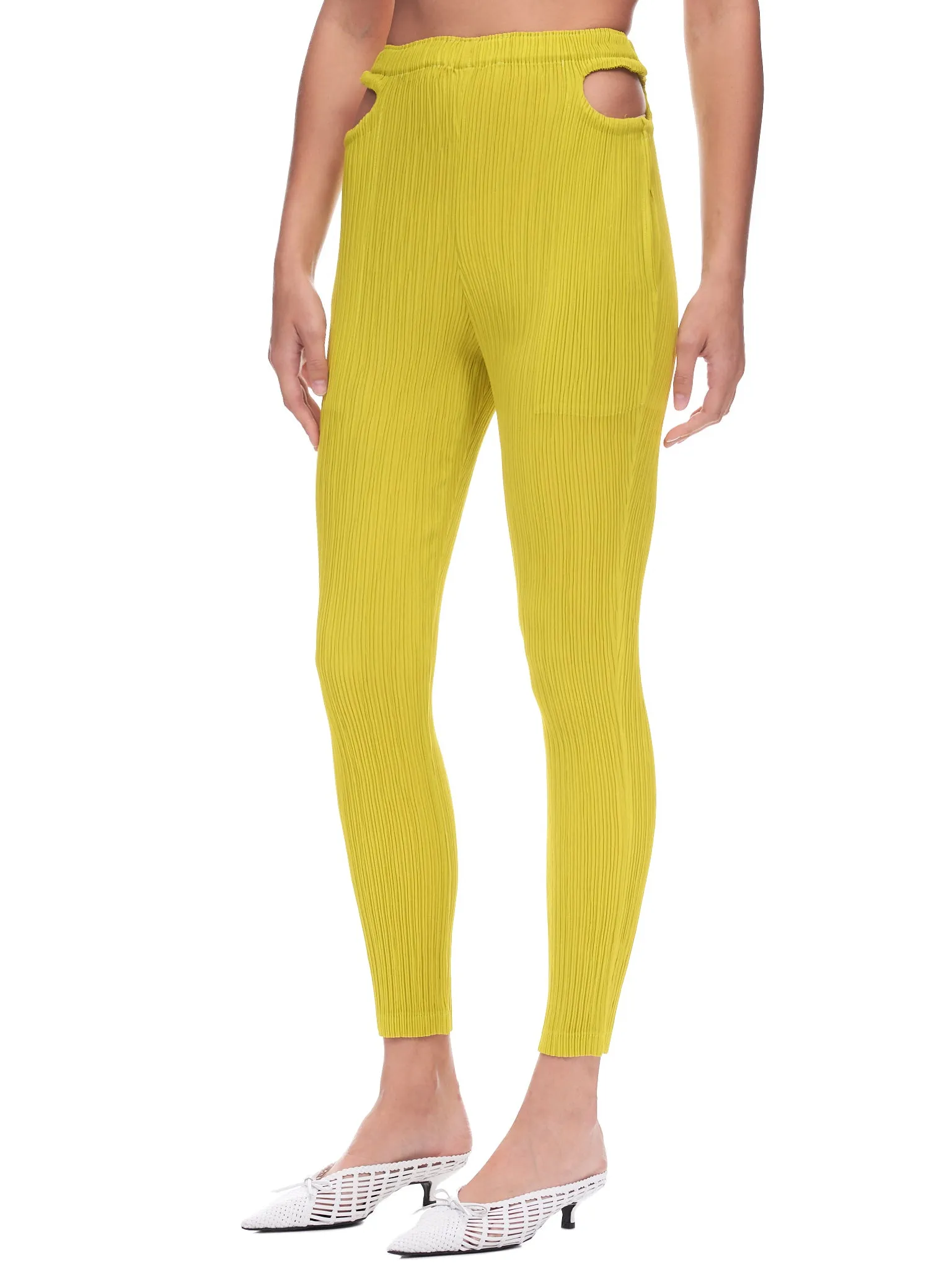 Pleats Cut Out Pants (IM28FF121-52-YELLOW)