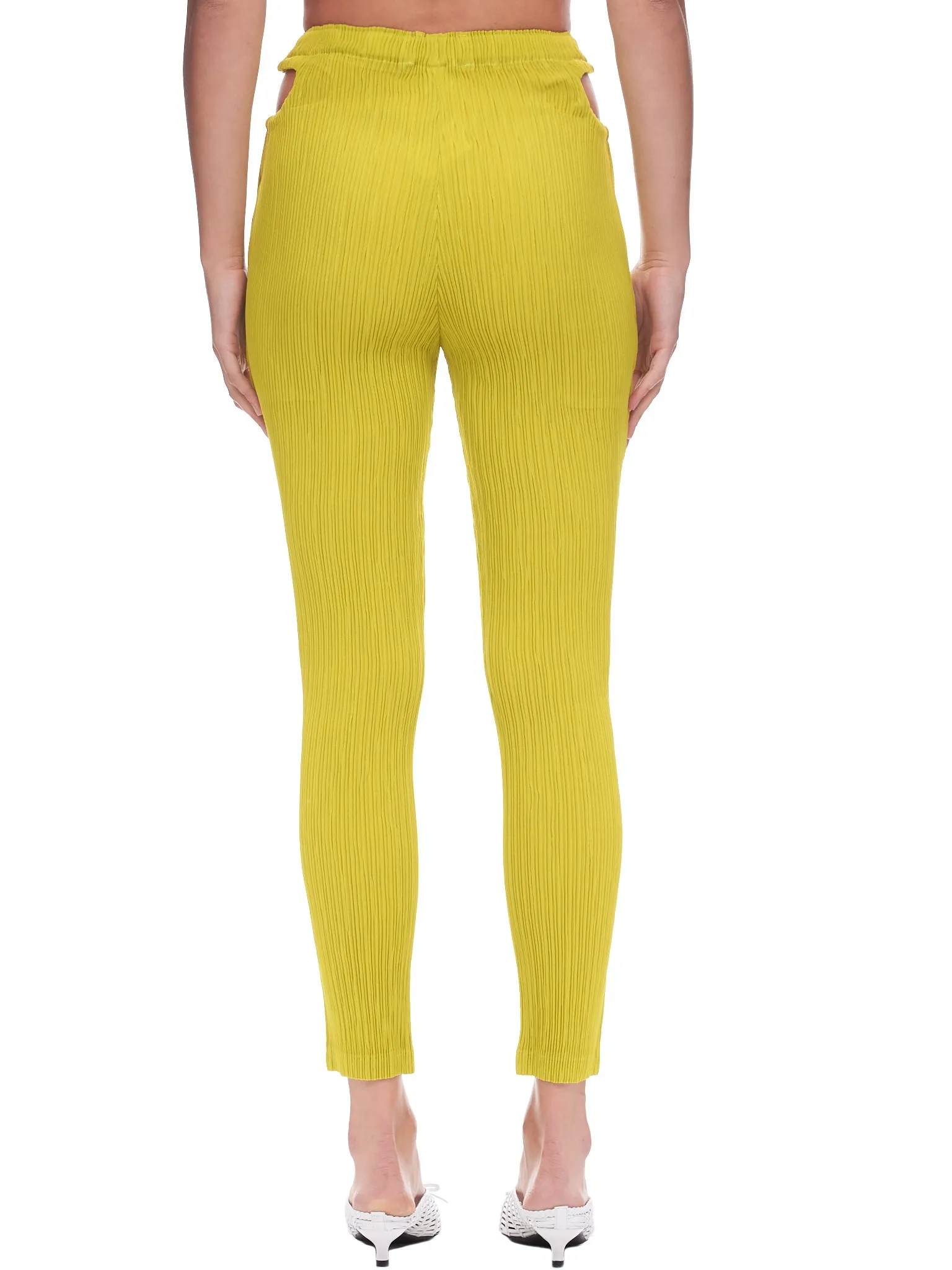 Pleats Cut Out Pants (IM28FF121-52-YELLOW)