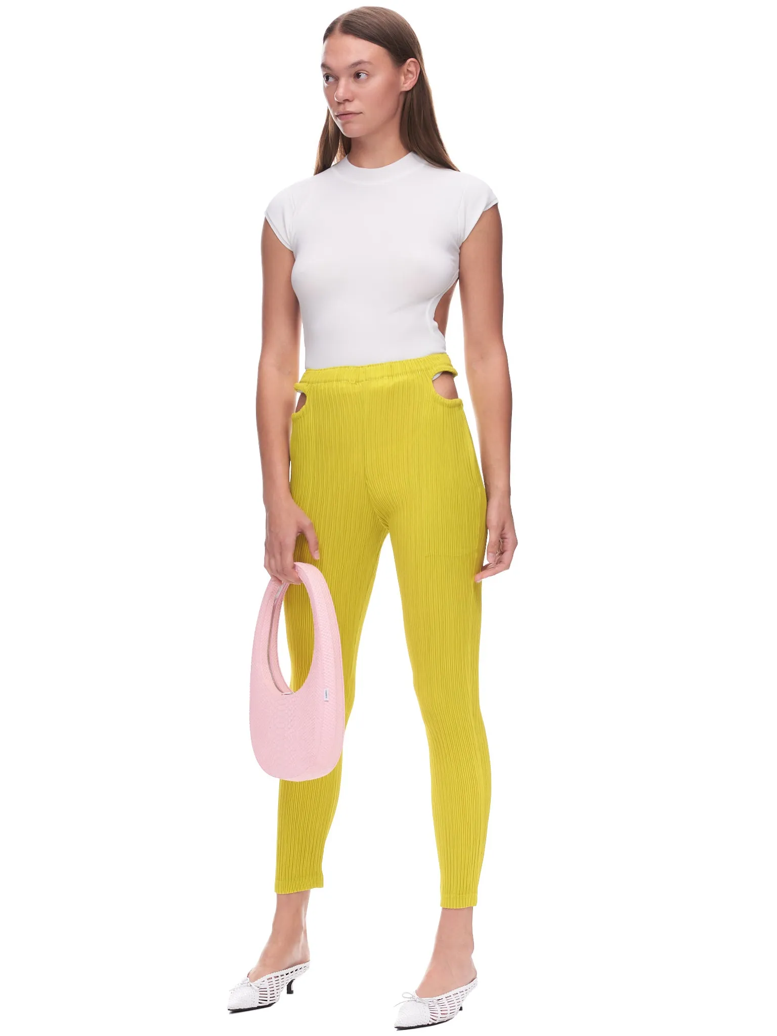 Pleats Cut Out Pants (IM28FF121-52-YELLOW)