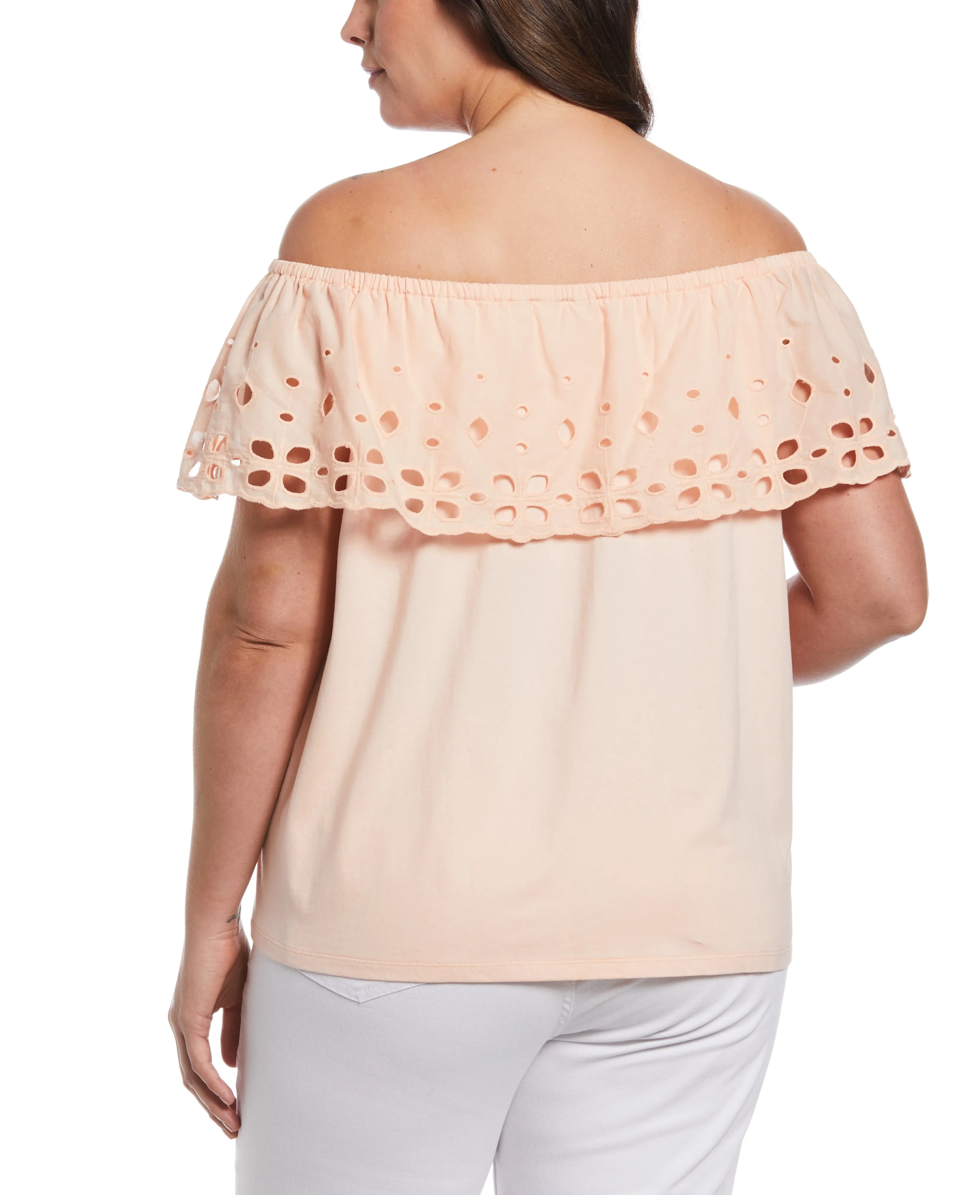 Plus Size Off the Shoulder Mixed Media Top