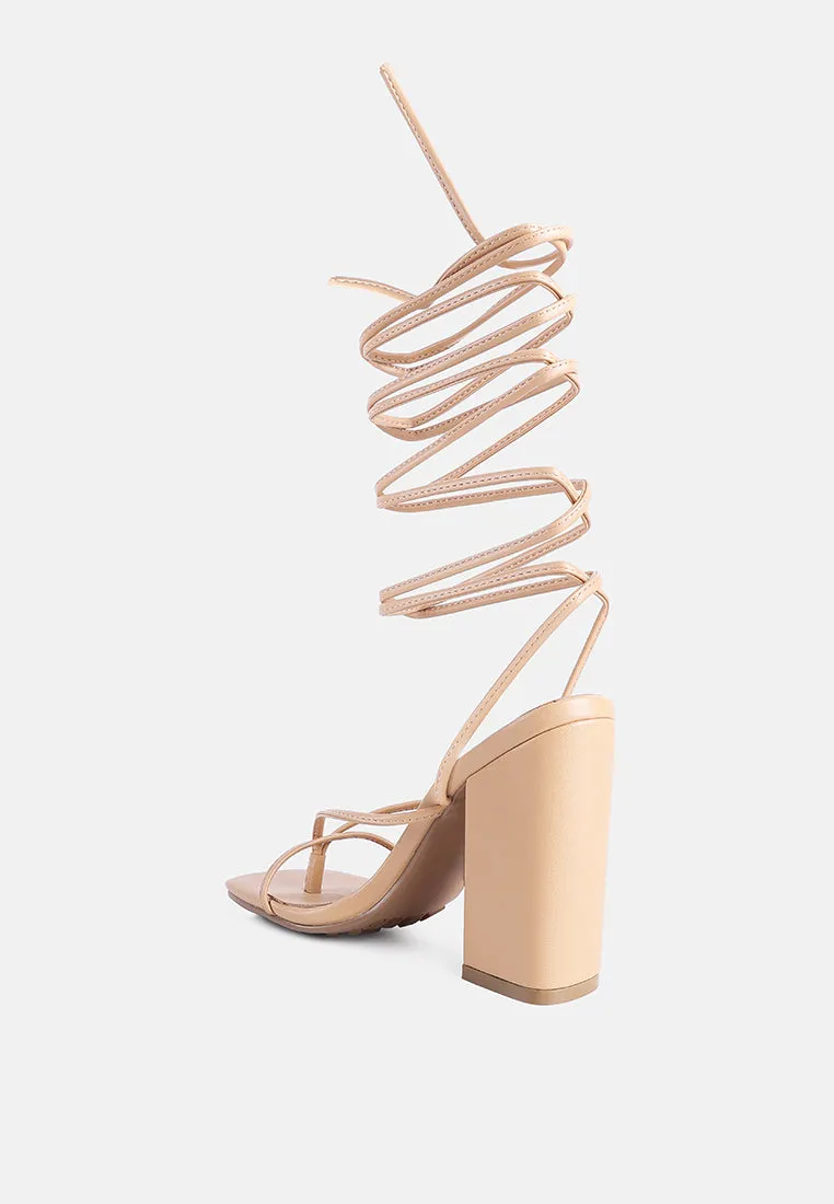 Pole Dance Lace Up Block Heel Sandals