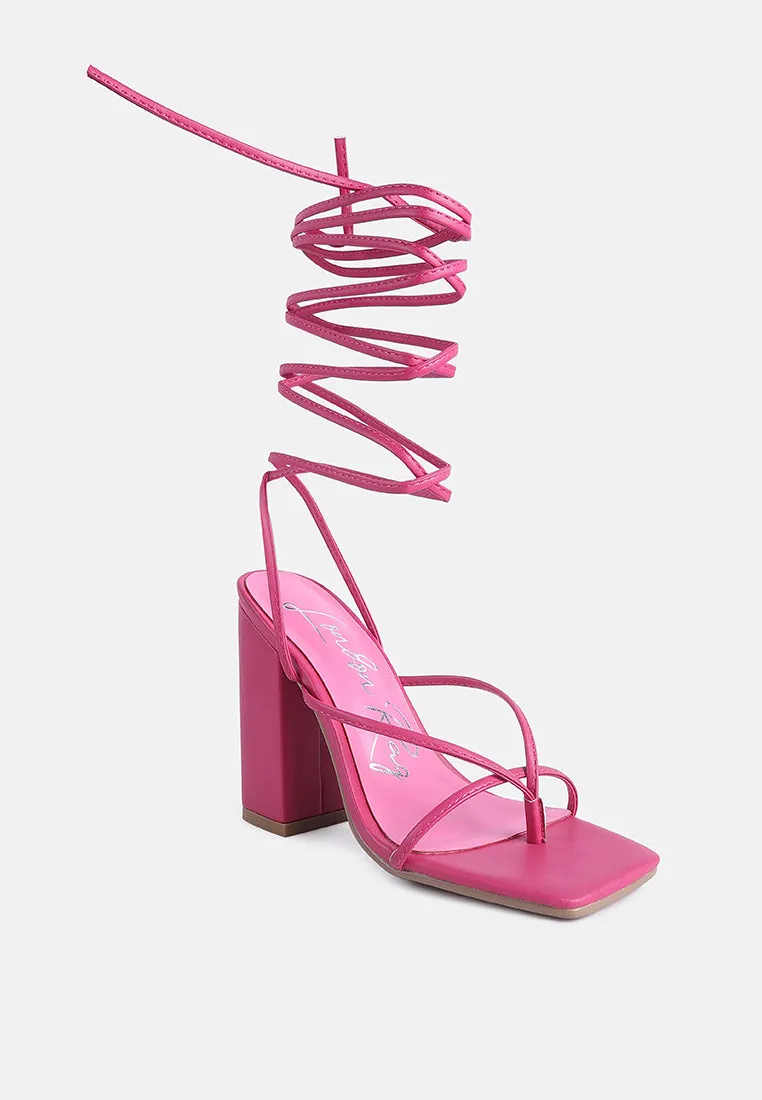 Pole Dance Lace Up Block Heel Sandals