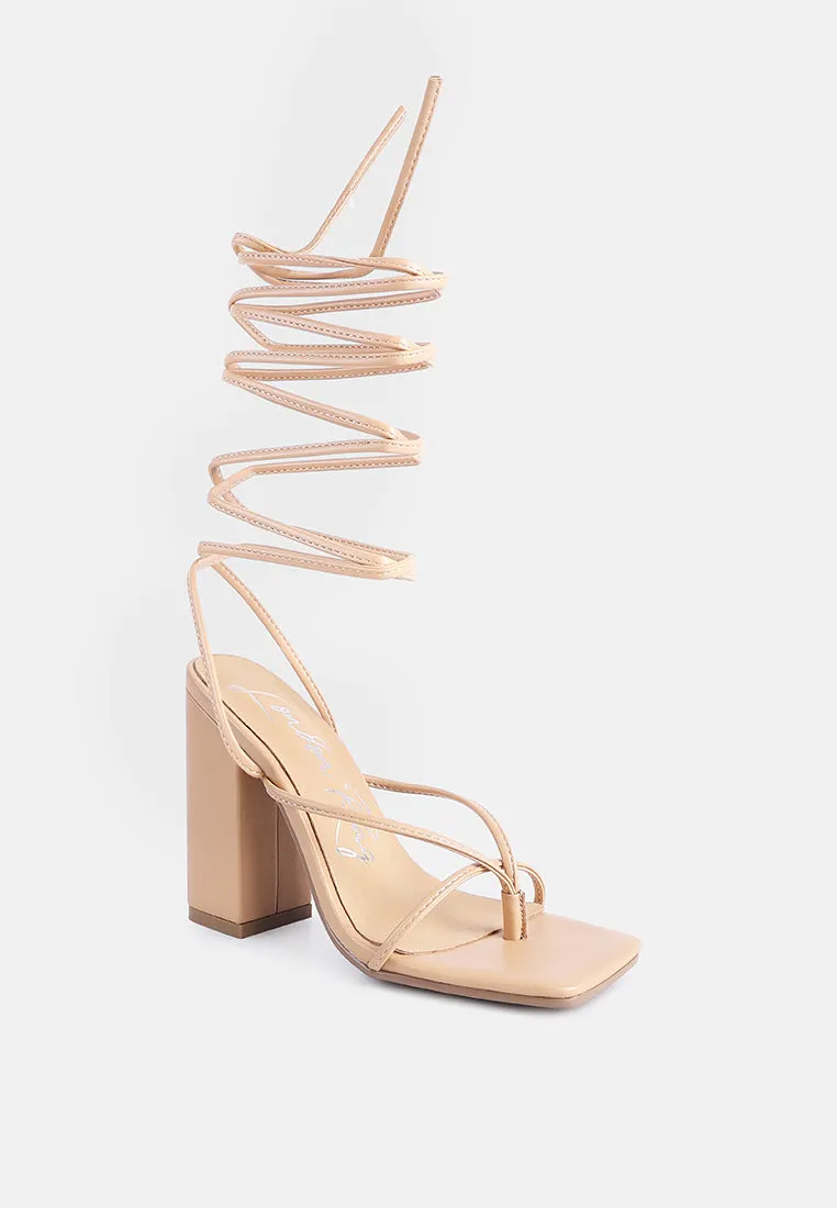 Pole Dance Lace Up Block Heel Sandals