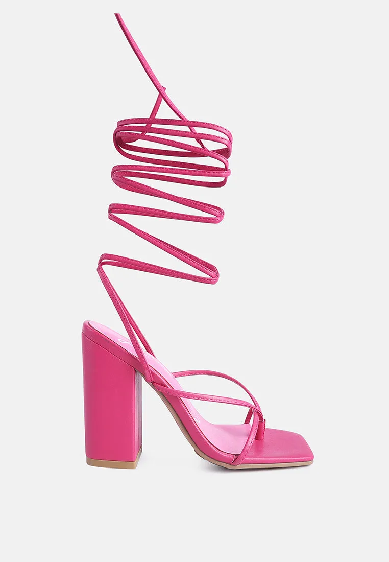 Pole Dance Lace Up Block Heel Sandals