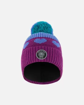 Pompom Knit Hat Gradient Mauve