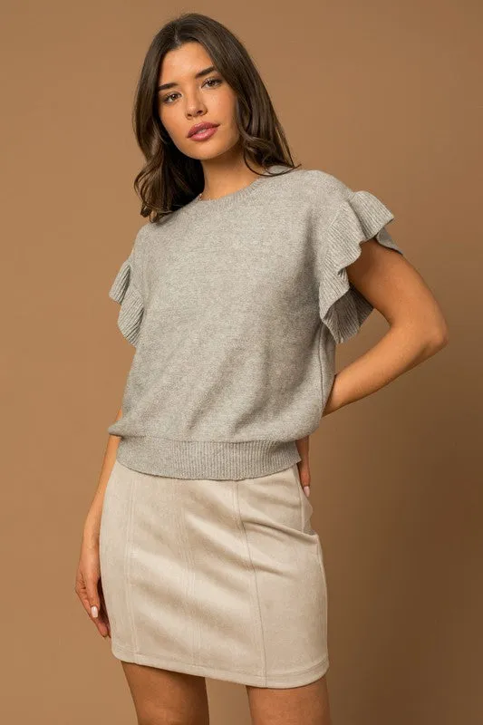 Ruffle Sleeve Knit Top